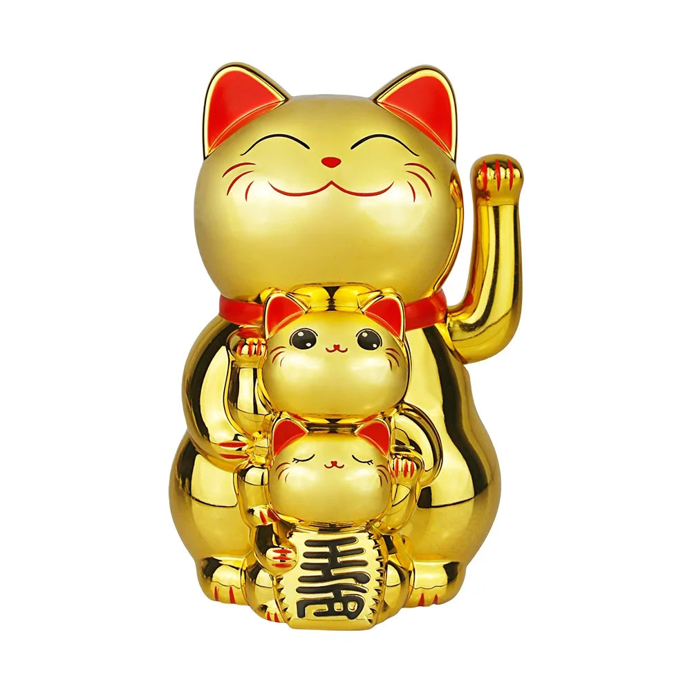 Famille Maneki Neko solaire doré