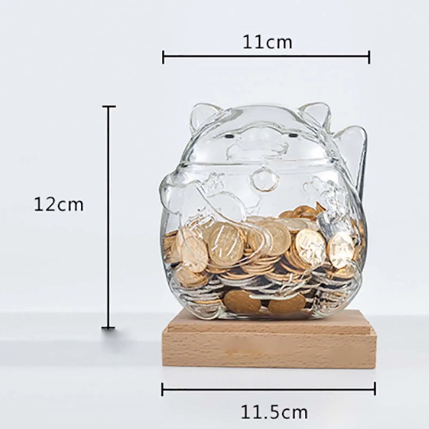 Tirelire Maneki Neko en verre transparent