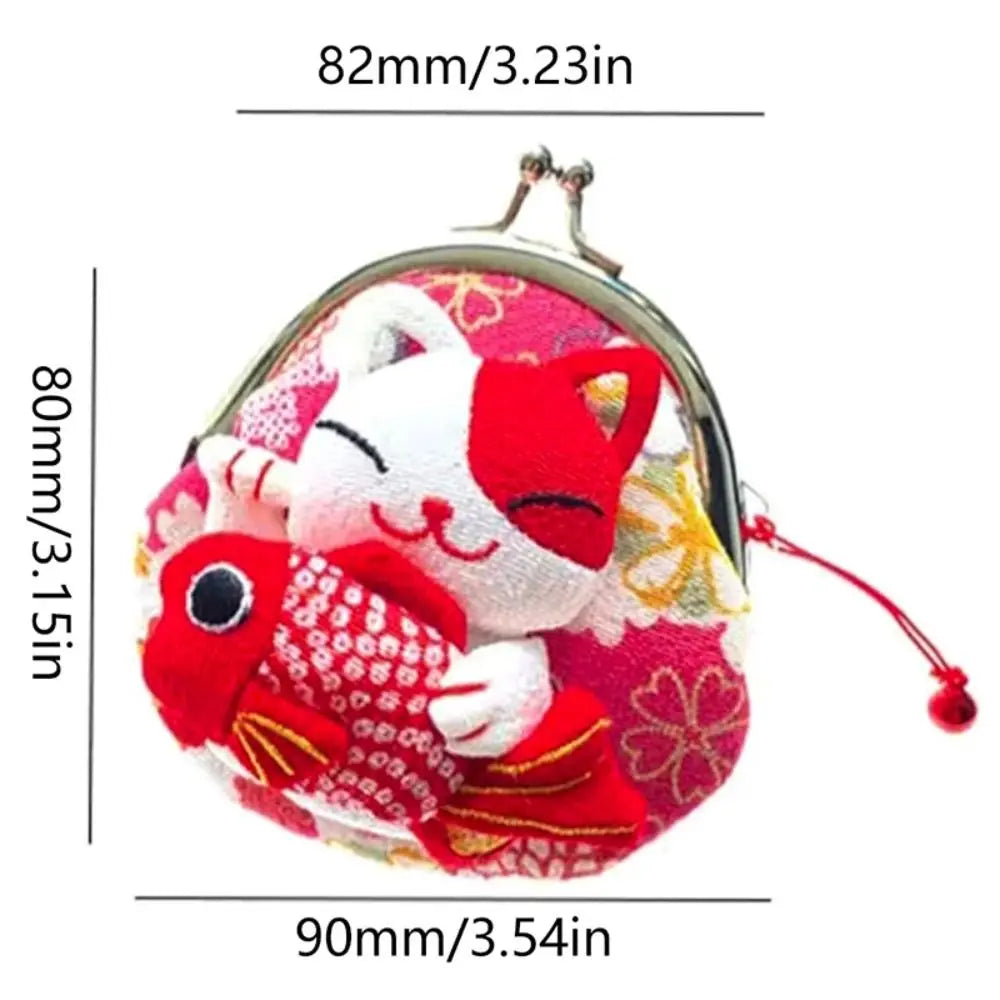 Porte monnaie Maneki Neko blanc & rouge