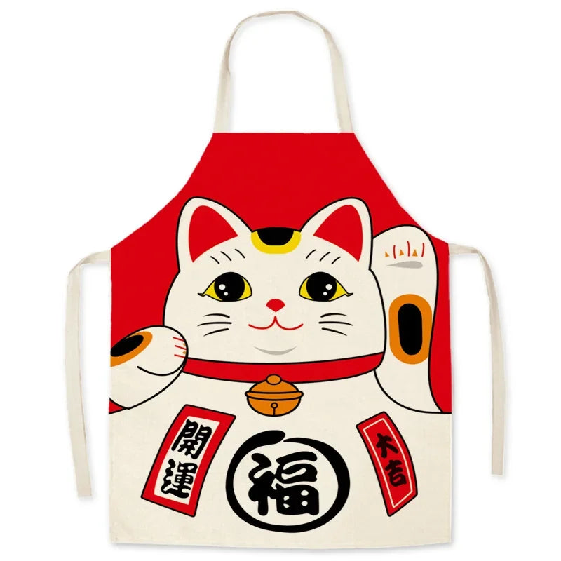 Tablier de cuisine Lucky cat rouge