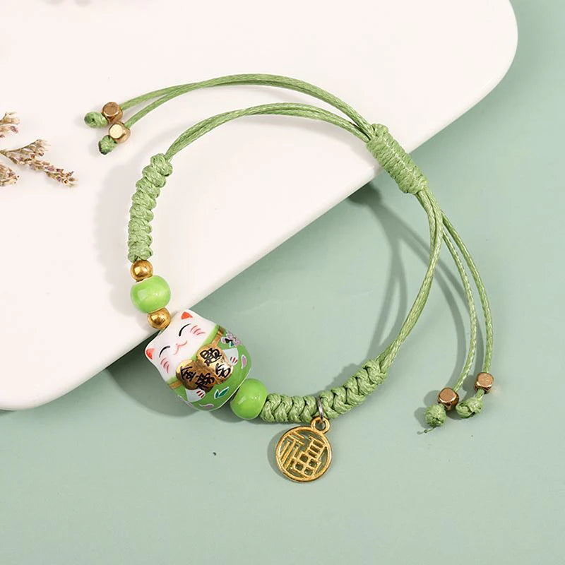 Bracelet Lucky cat vert