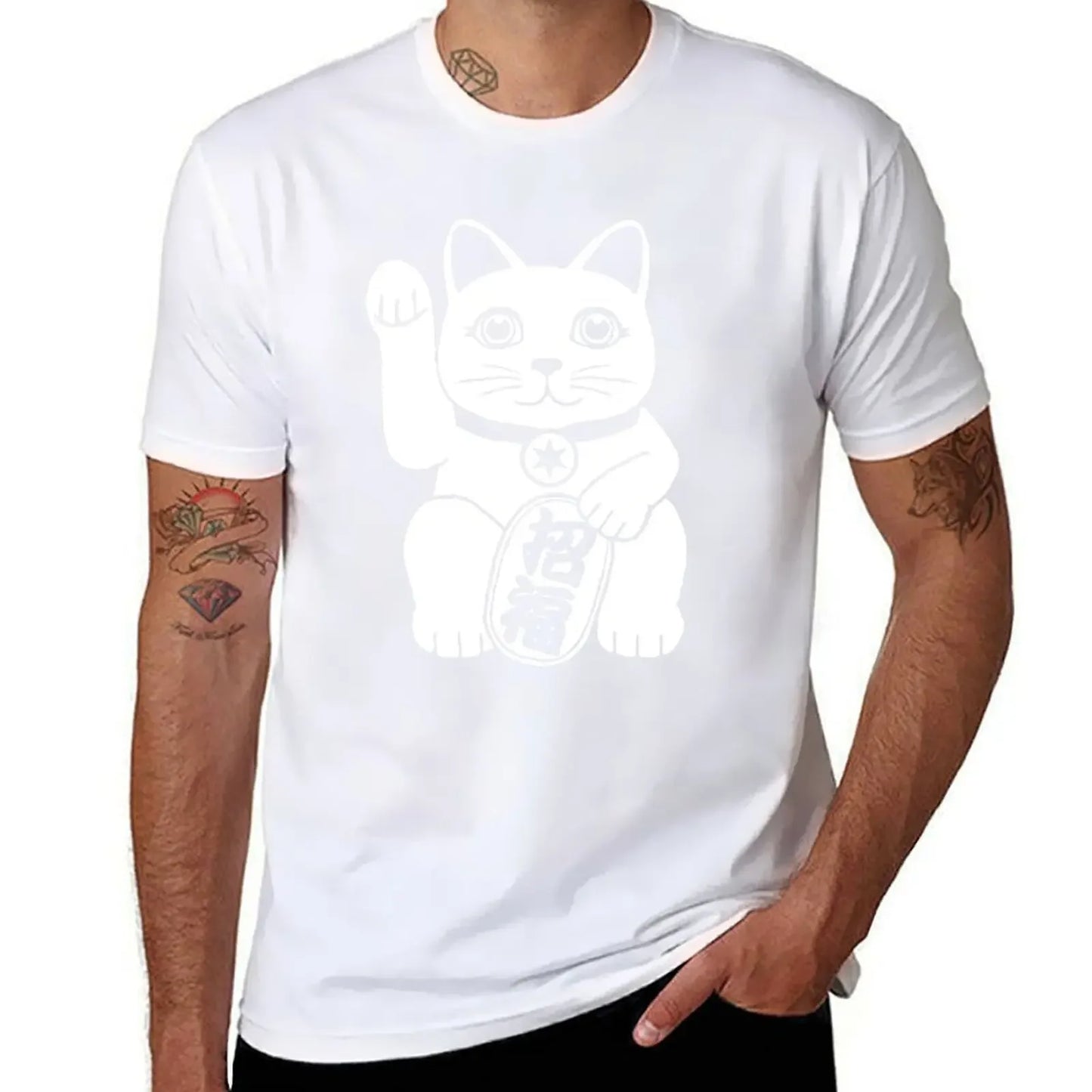 T-shirt Maneki Neko noir & blanc