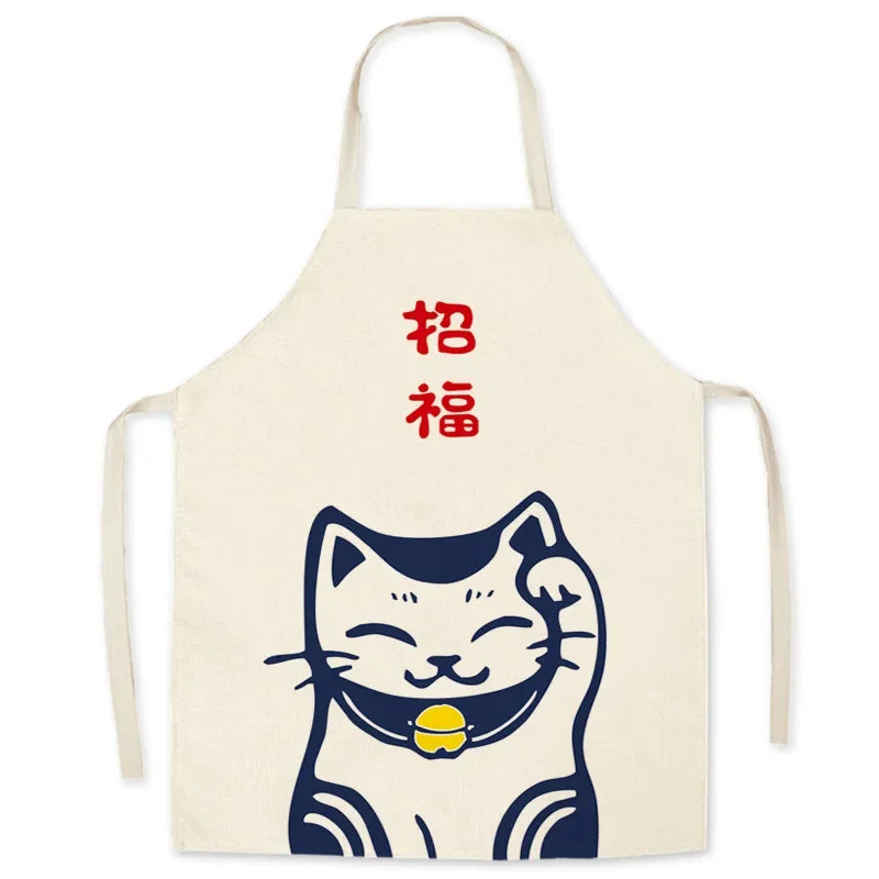 Tablier de cuisine Maneki neko bleu 1