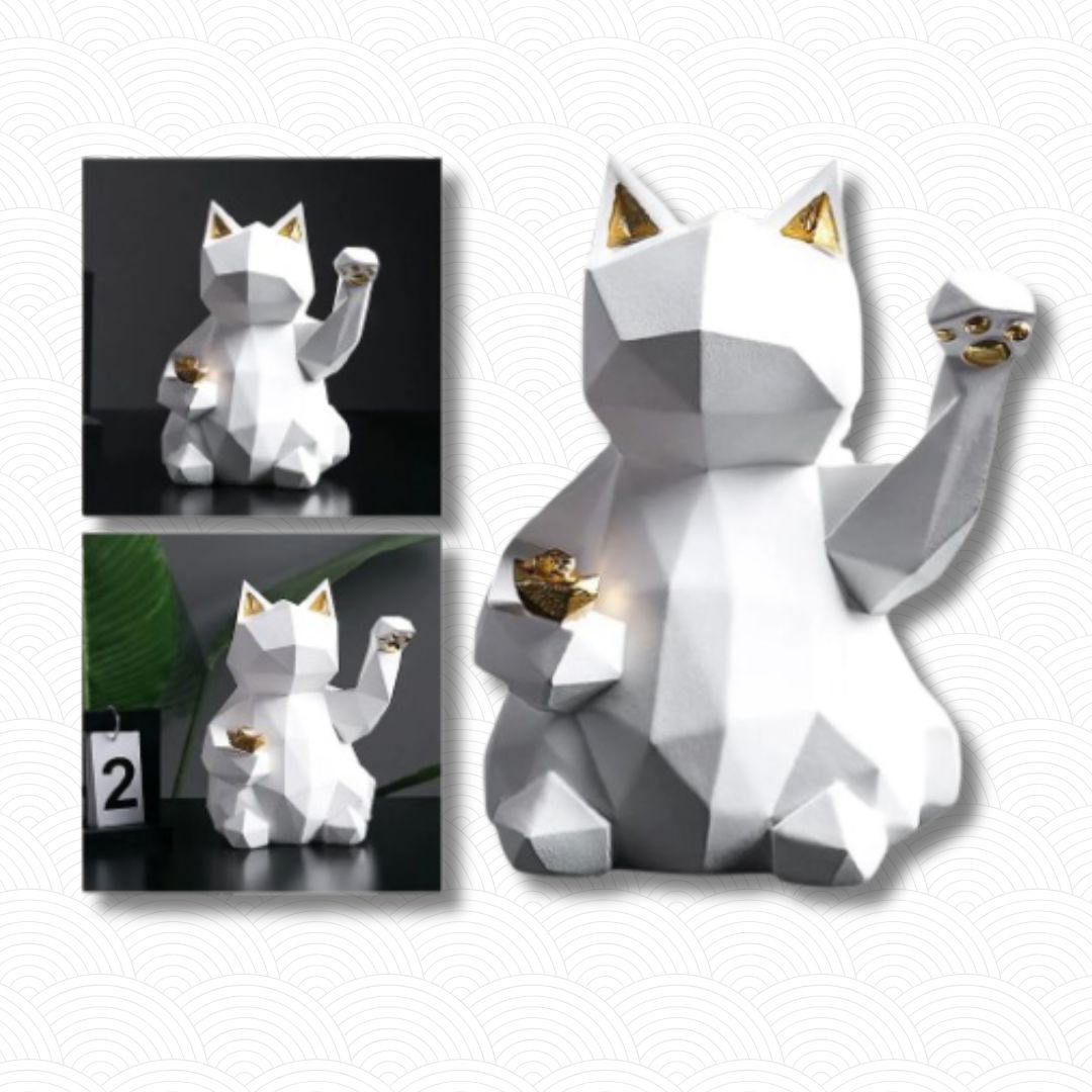 Maneki neko Moderne géométrique blanc