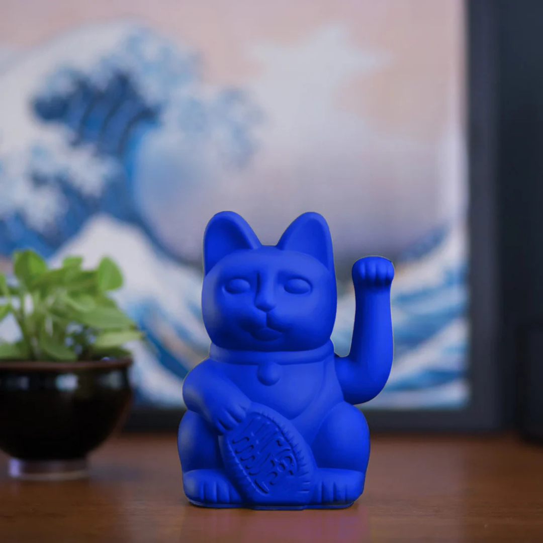 Maneki Neko Bleu Royal design<br>Lucky cat Royal Blue
