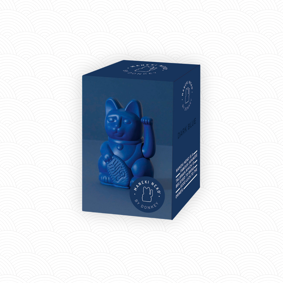 Mini Maneki Neko Bleu Foncé design<br>Lucky cat mini Dark Blue