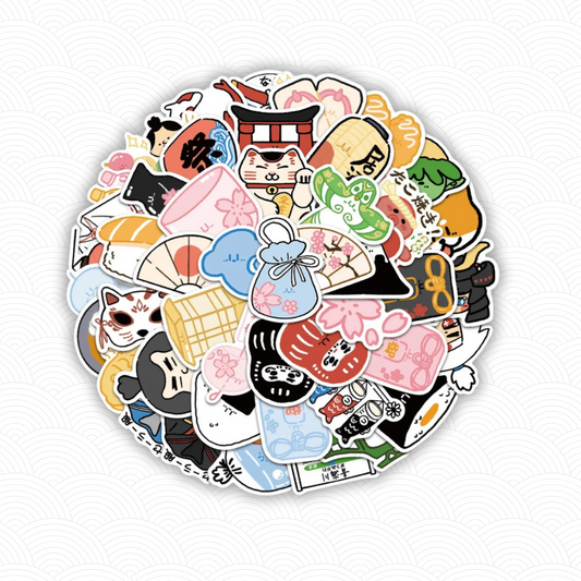 Autocollant Japon Maneki Neko - Pack de 50