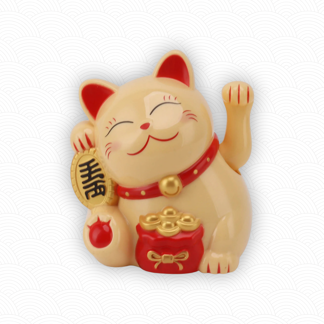 Chat de la fortune jaune à piles (14 cm)