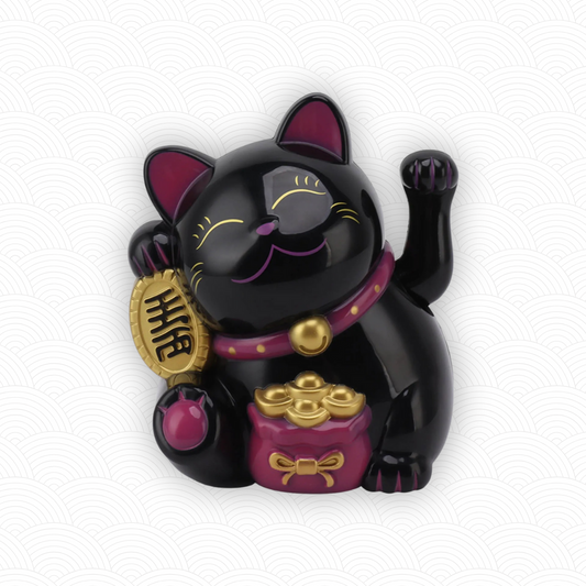 Chat de la fortune noir à piles (14 cm)