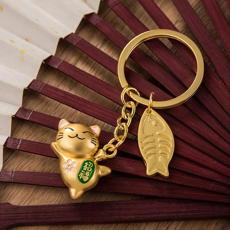 Porte clef Maneki Neko doré