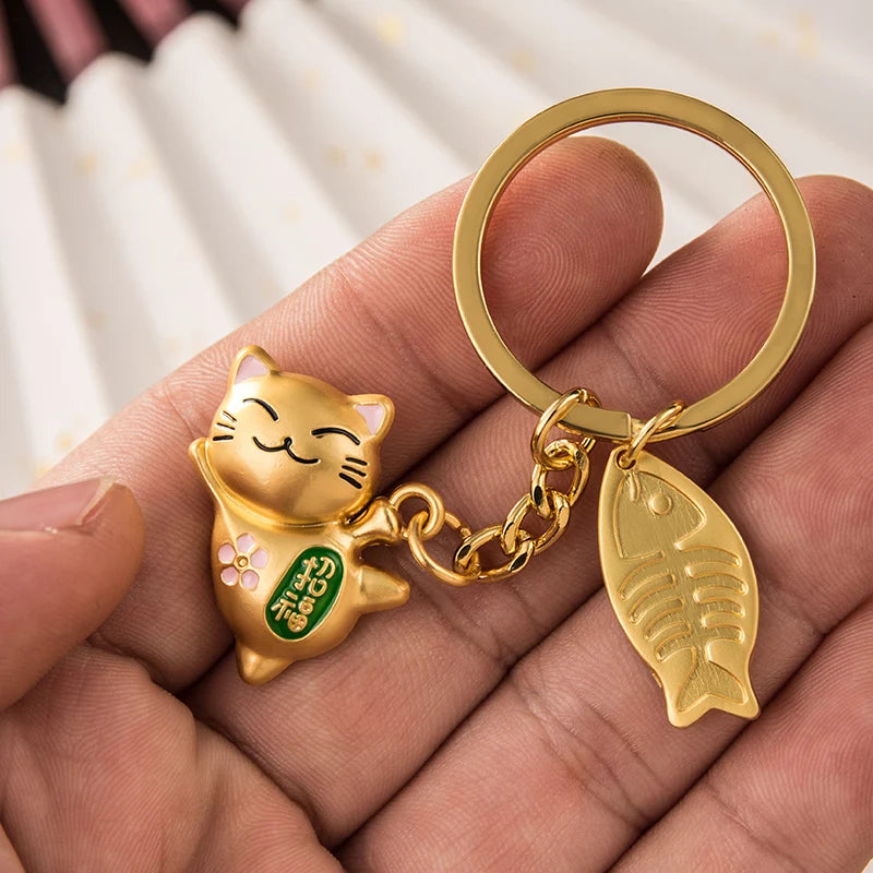 Porte clef Maneki Neko doré