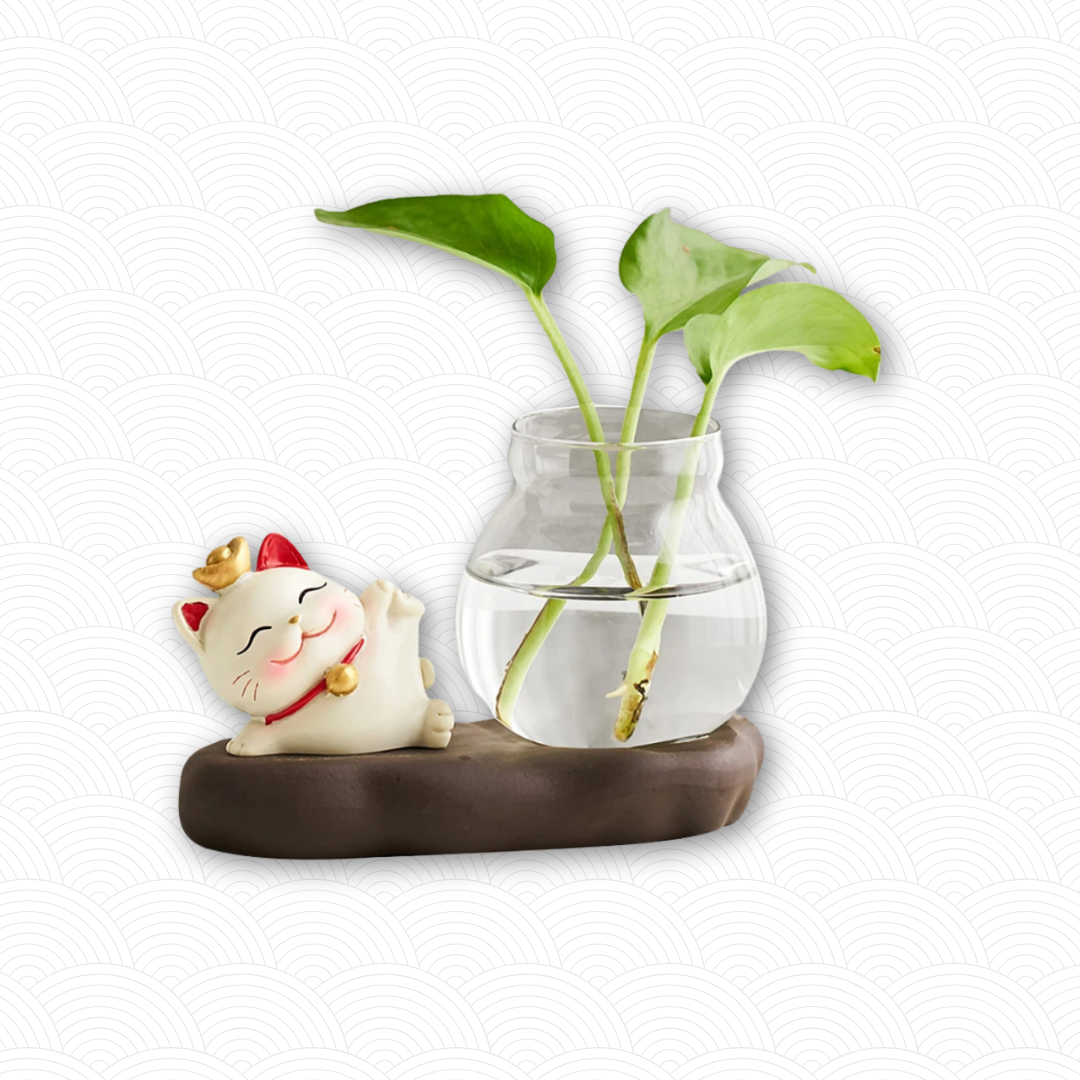 Maneki Neko pot de fleurs zen