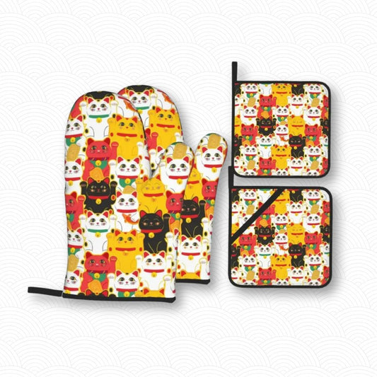 Manique de cuisine Maneki Neko "Famille"