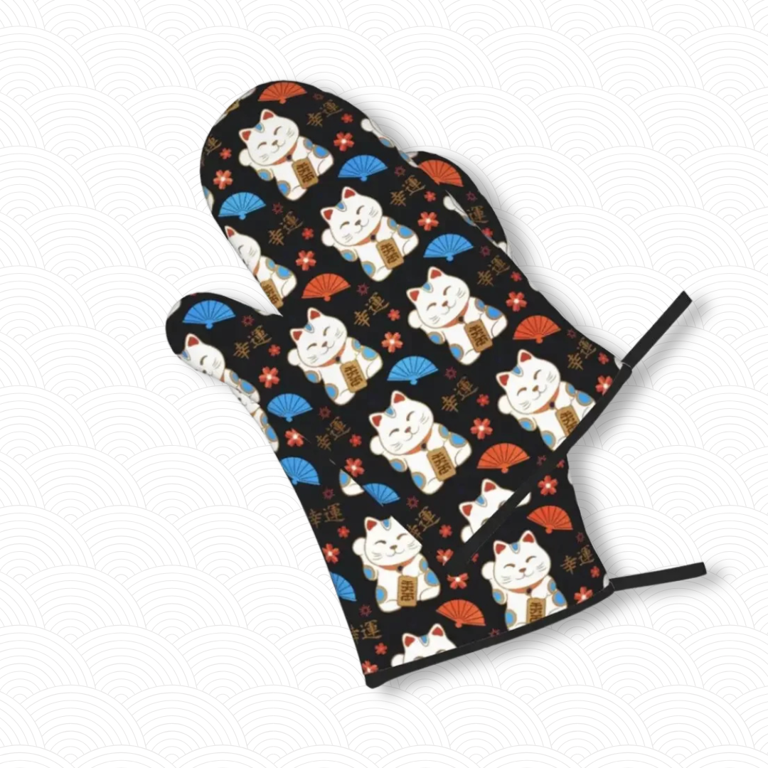 Manique de cuisine Maneki Neko noir