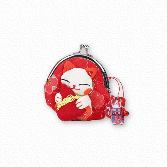 Porte monnaie chat japonais rouge