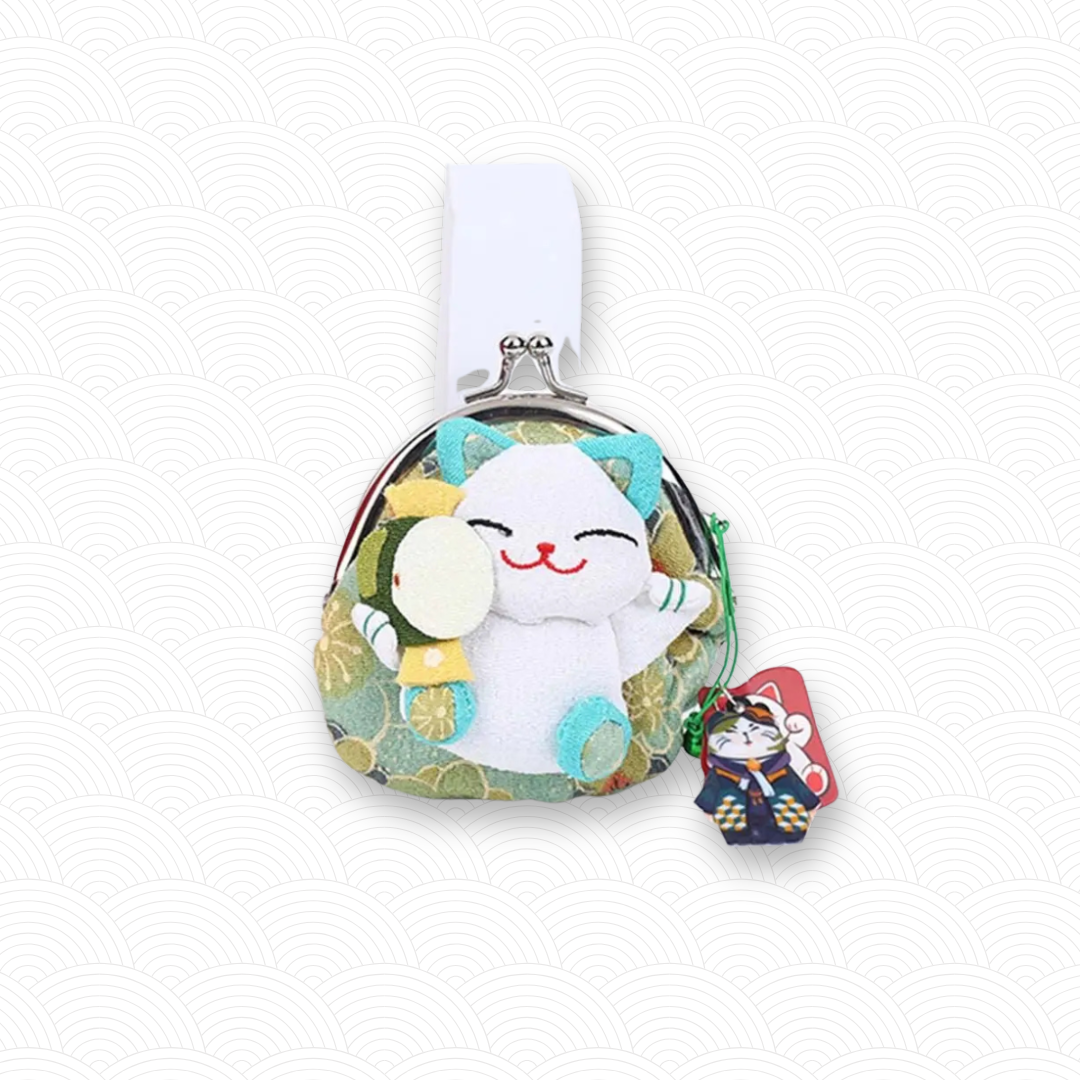 Porte monnaie chat japonais vert clair