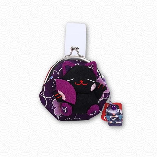 Porte monnaie chat japonais violet