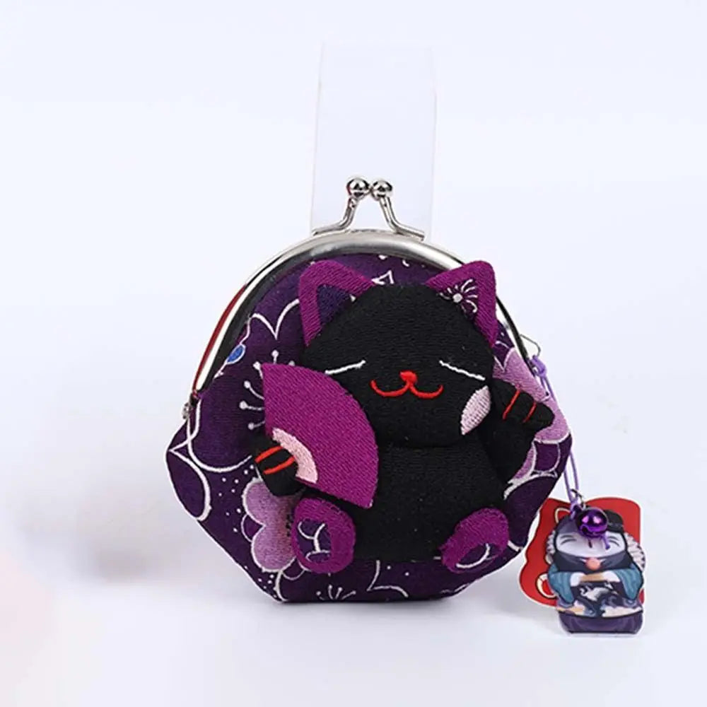 Porte monnaie chat japonais violet
