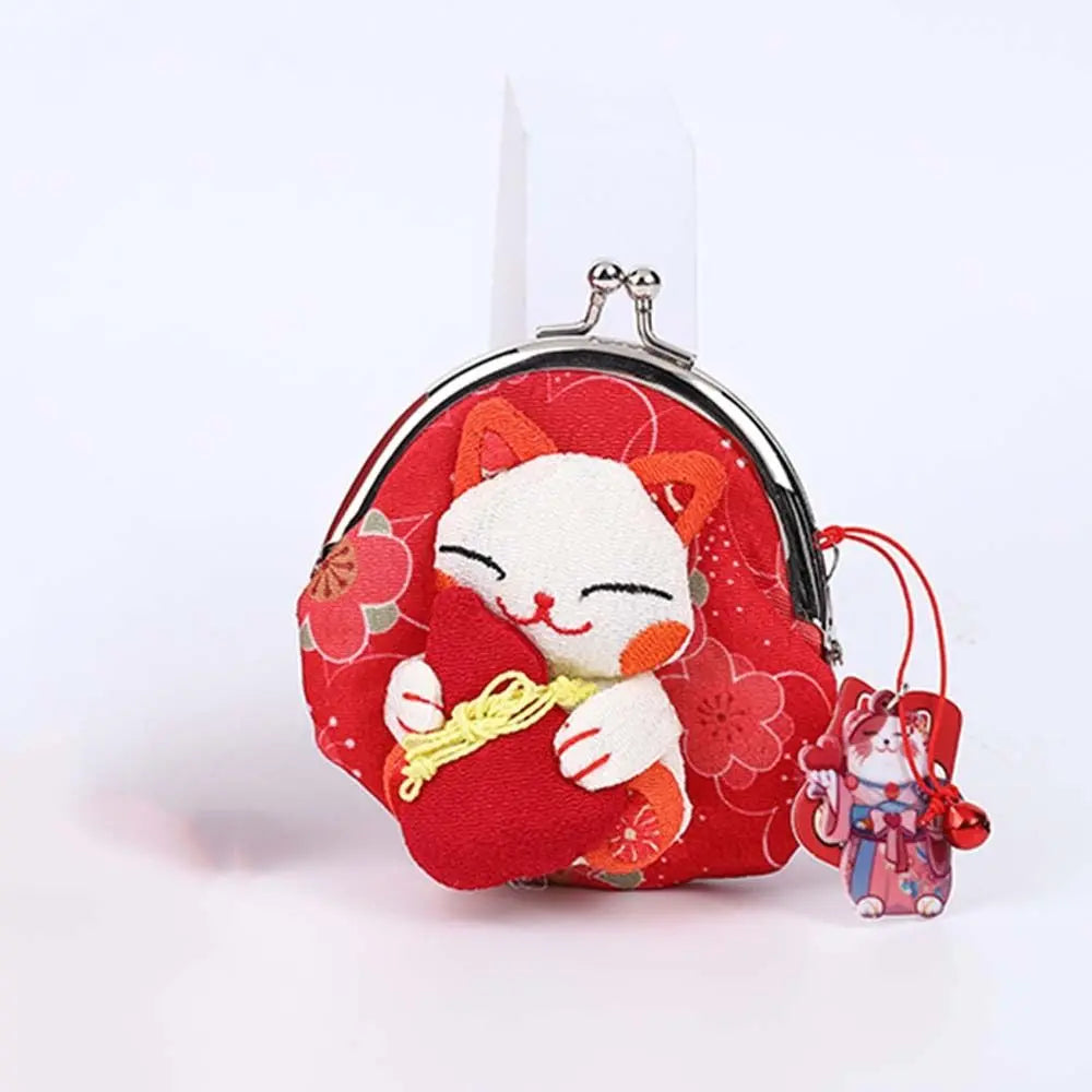 Porte monnaie Maneki Neko rouge