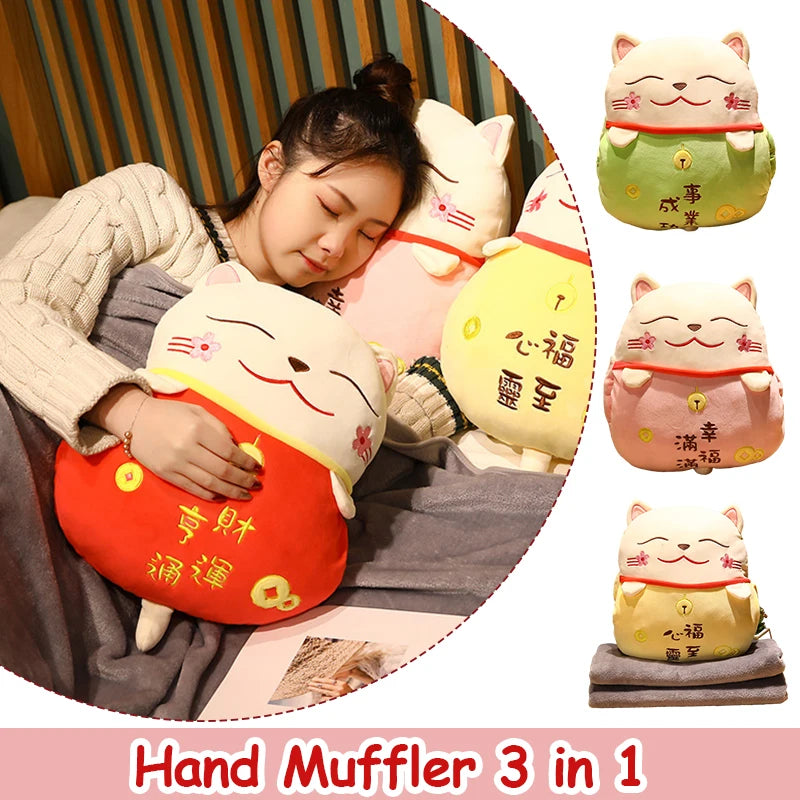 Coussin Maneki Neko et couverture