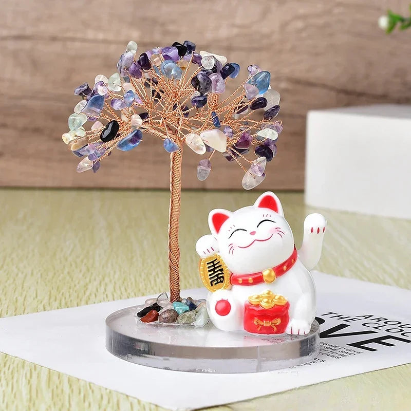 Maneki Neko et son arbre de vie "Fluorite"