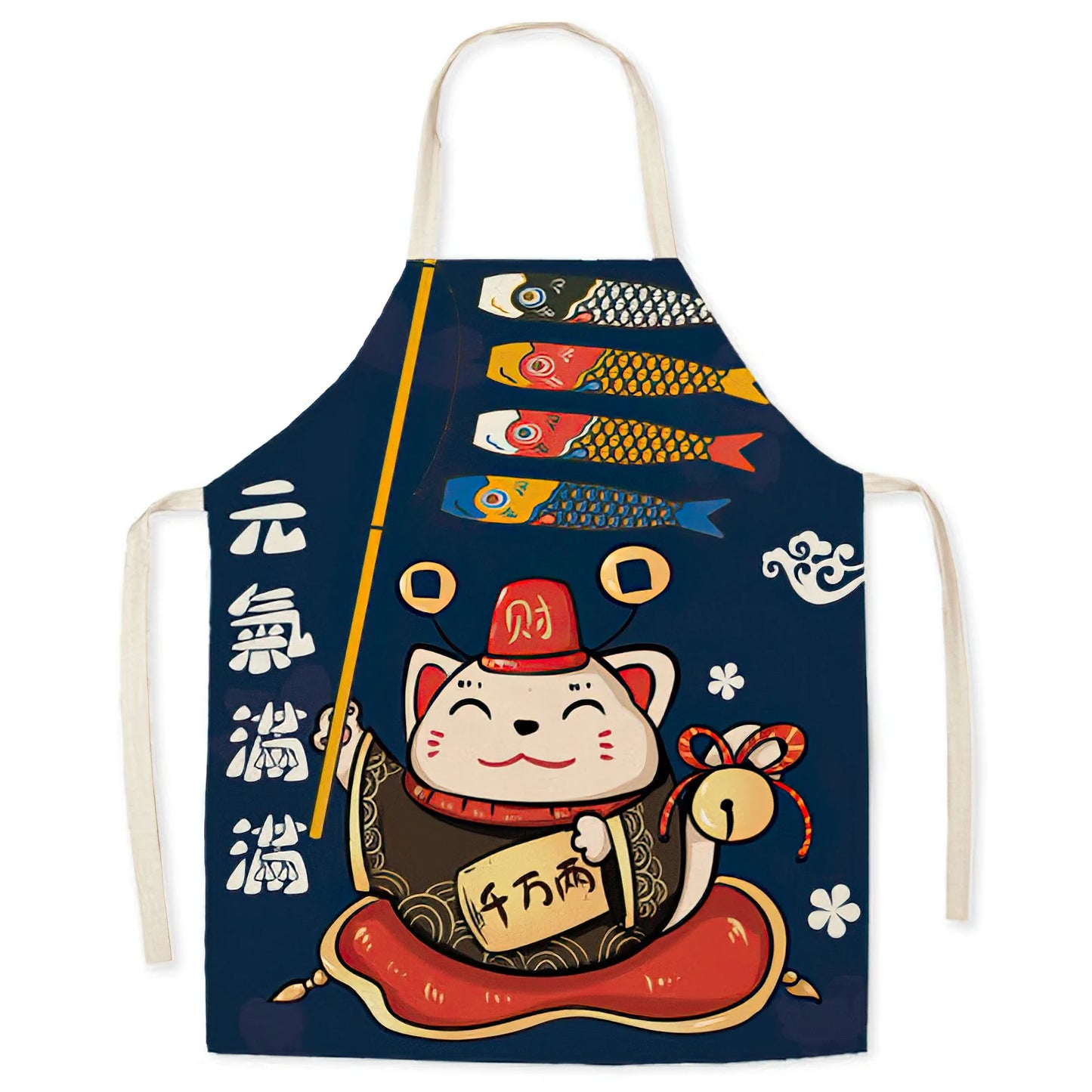 Tablier de cuisine Maneki Neko vert