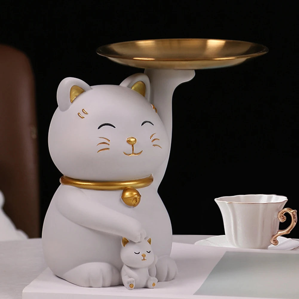 Support de clés Maneki Neko gris doré