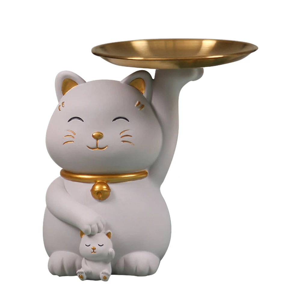 Support de clés Maneki Neko gris doré