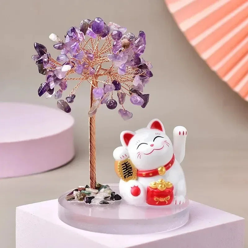 Maneki Neko et son arbre de vie "Améthyste"