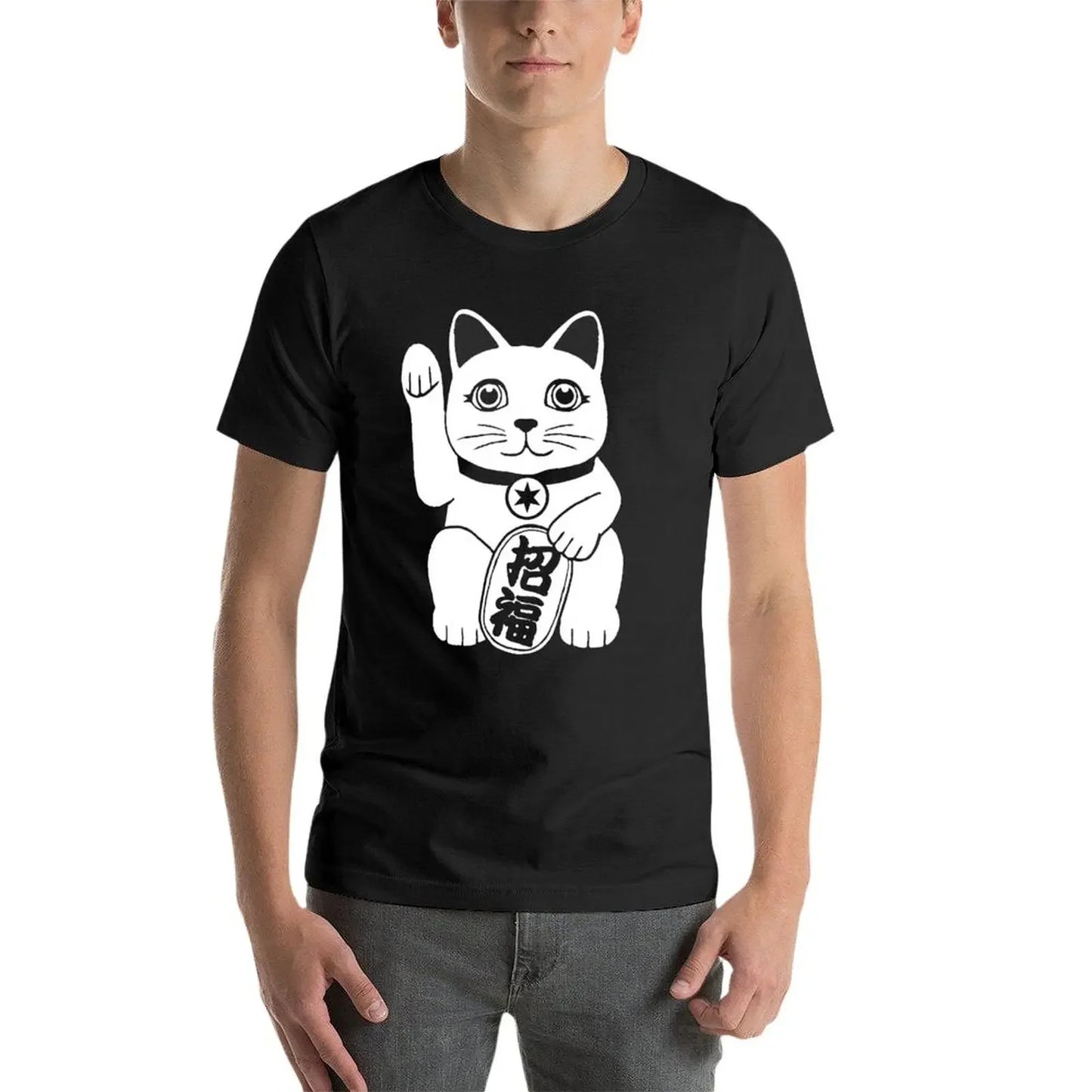 T-shirt Maneki Neko noir & blanc