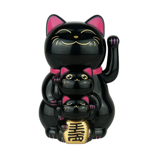 Famille Maneki Neko solaire noir