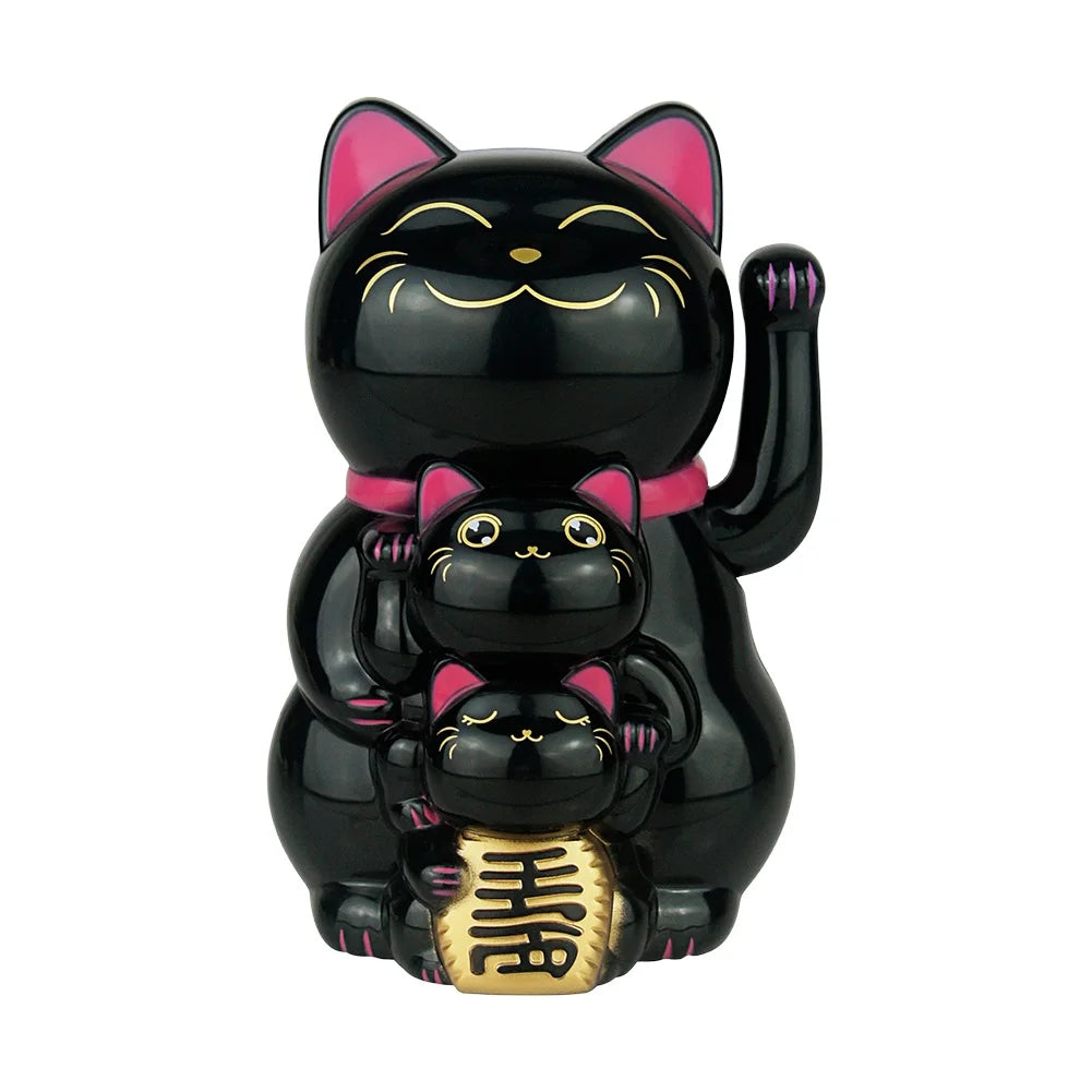 Famille Maneki Neko solaire noir