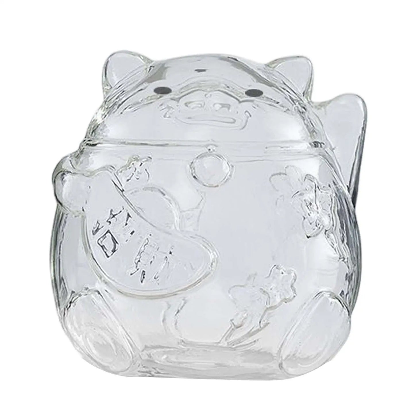Tirelire Maneki Neko en verre transparent