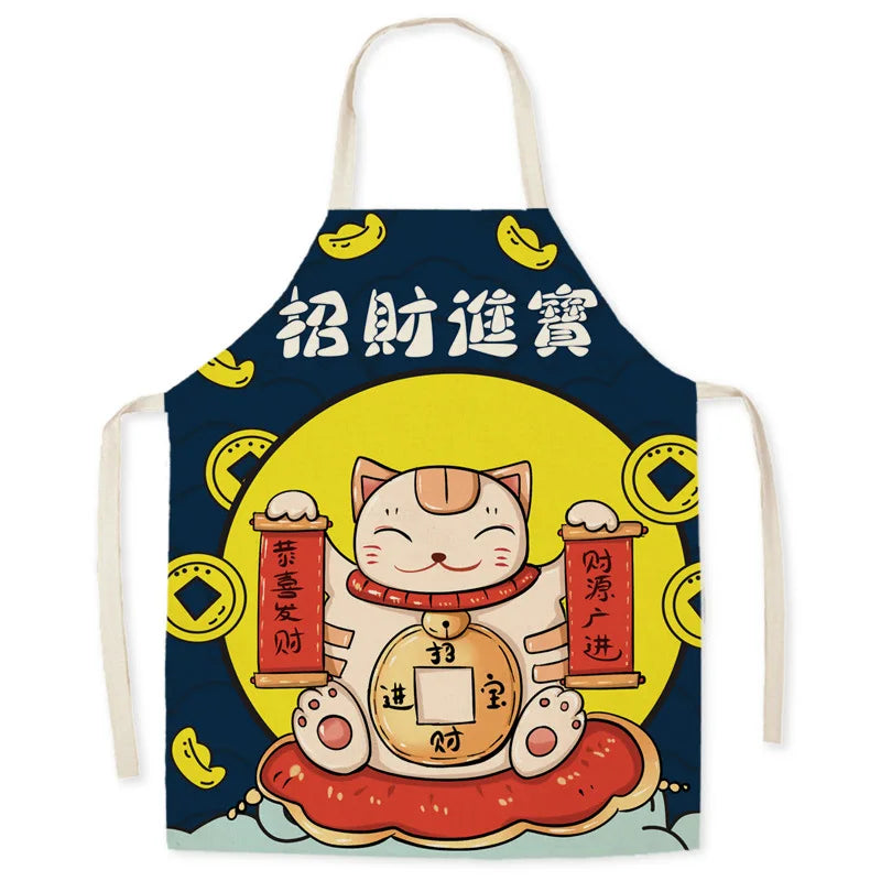 Tablier de cuisine Maneki Neko avec Daruma