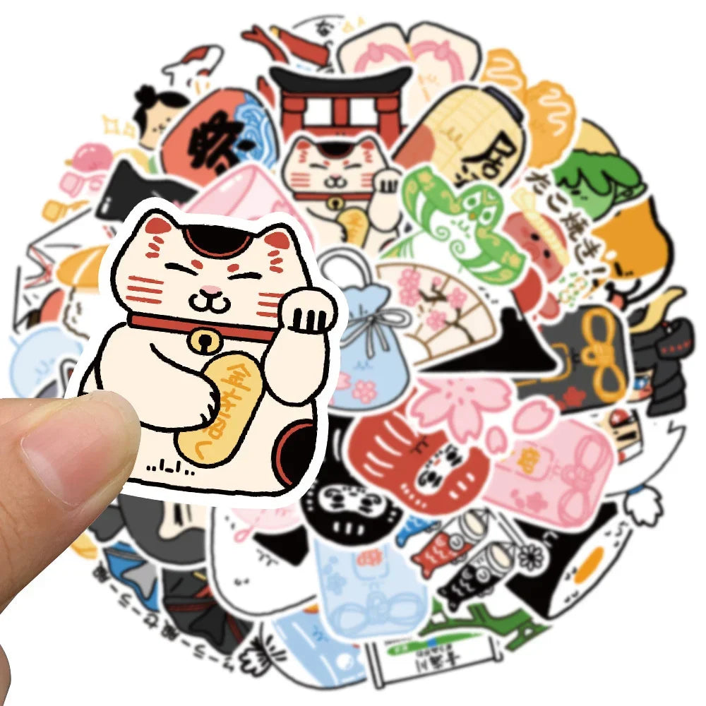 Autocollant Japon Maneki Neko - Pack de 50