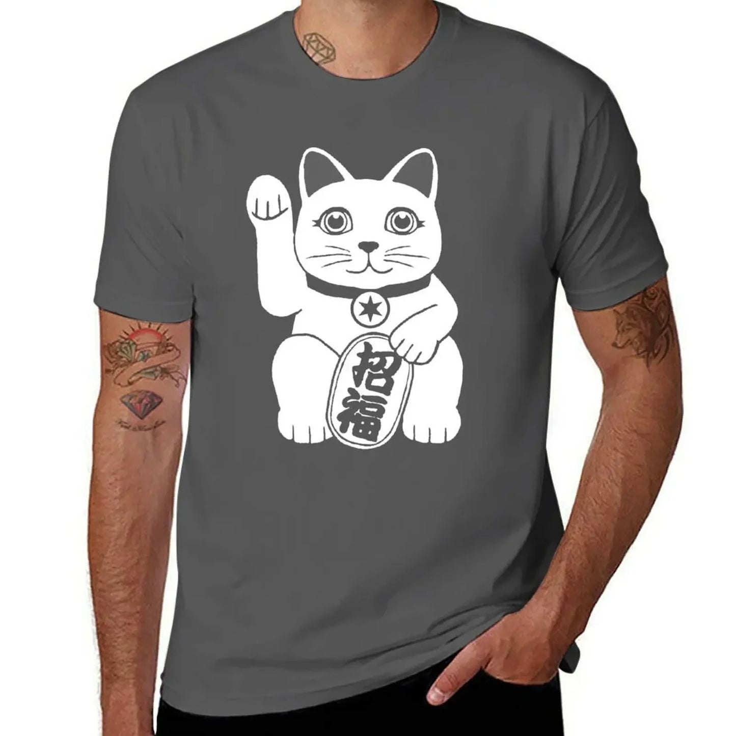 T-shirt Maneki Neko noir & blanc