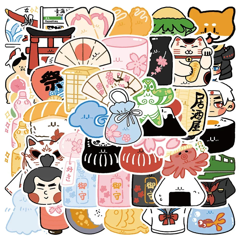 Autocollant Japon Maneki Neko - Pack de 50