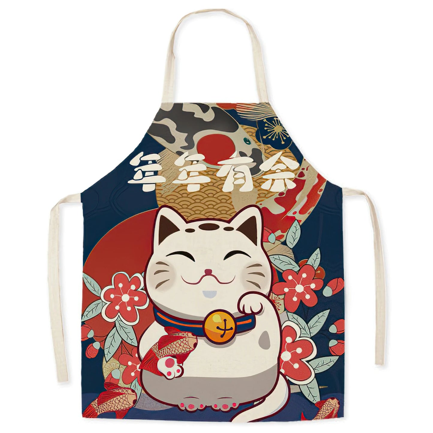 Tablier de cuisine Maneki Neko vert