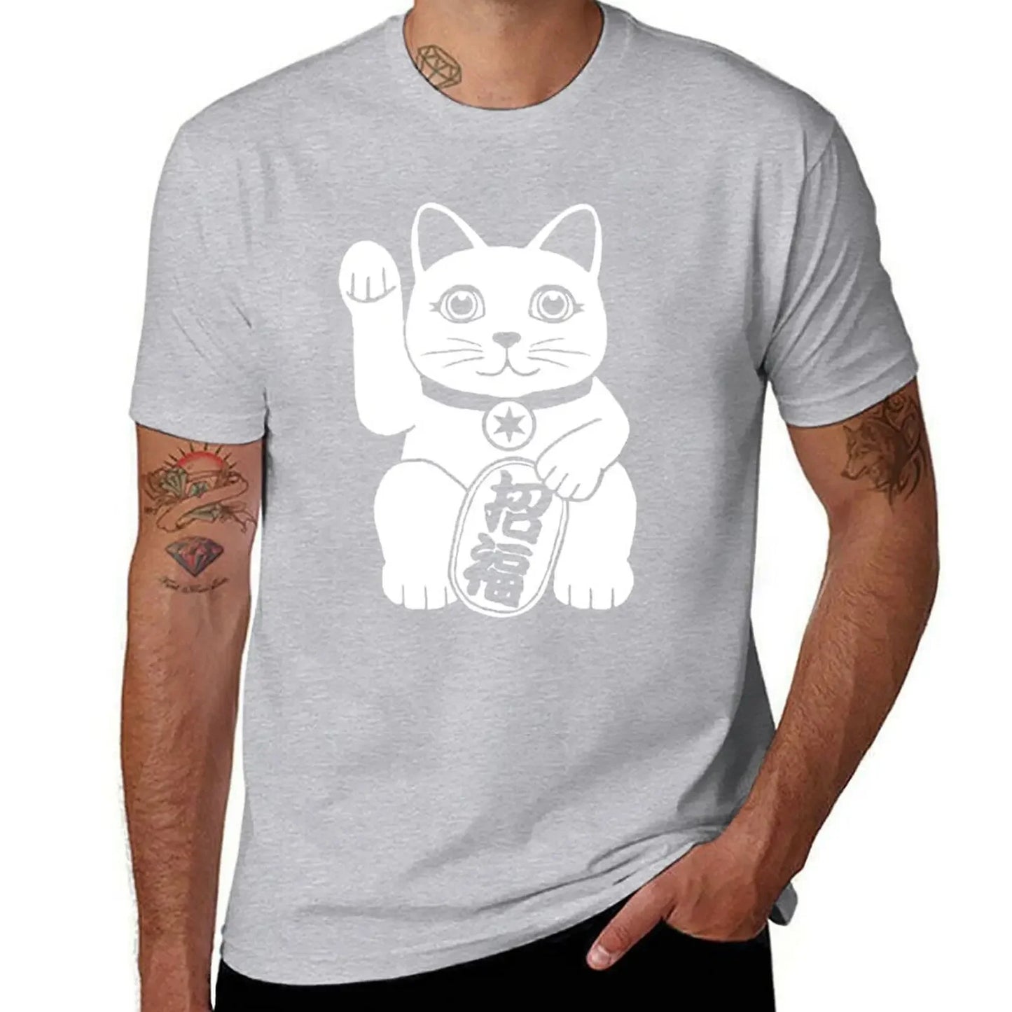 T-shirt Maneki Neko noir & blanc