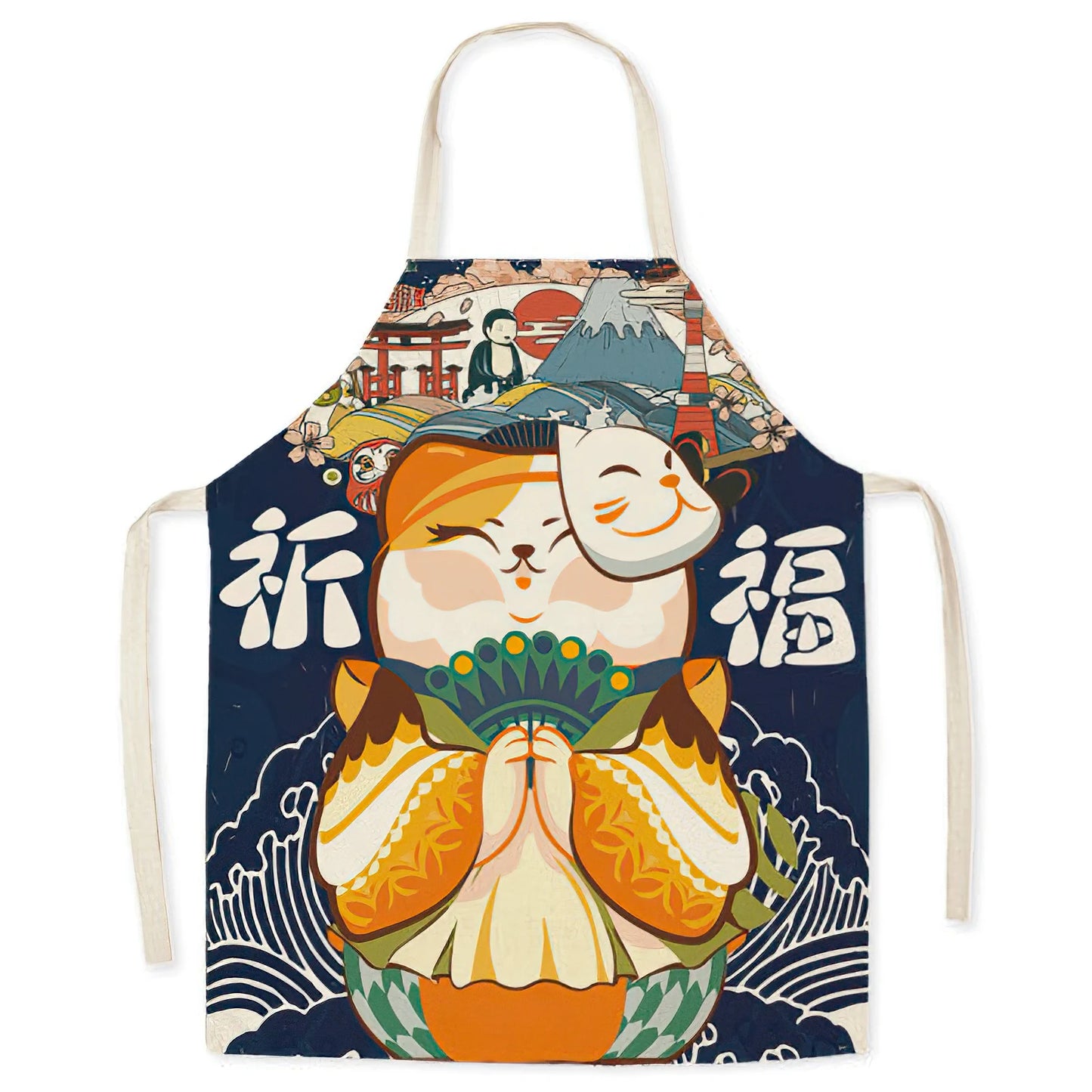 Tablier de cuisine Maneki Neko porte drapeau