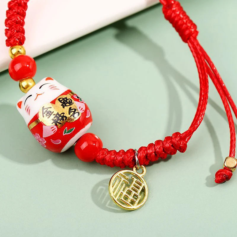 Bracelet Lucky cat rouge