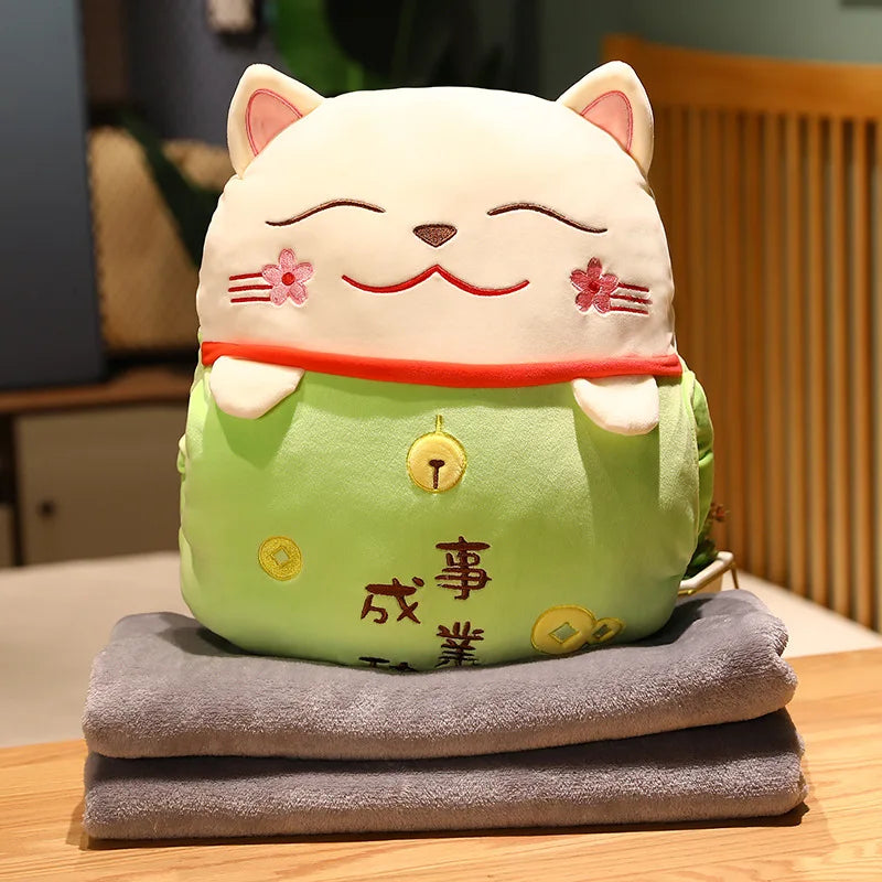 Coussin Maneki Neko et couverture
