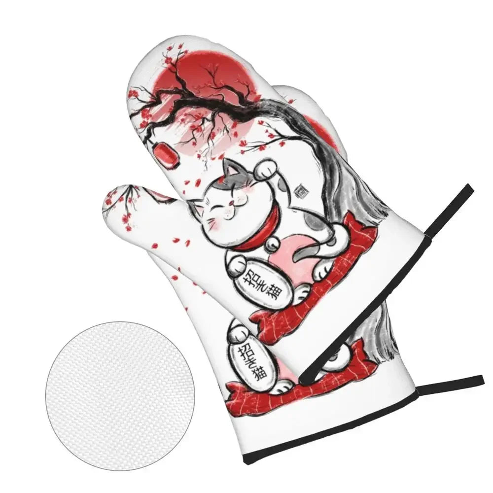 Manique de cuisine Maneki Neko blanc "Japon"