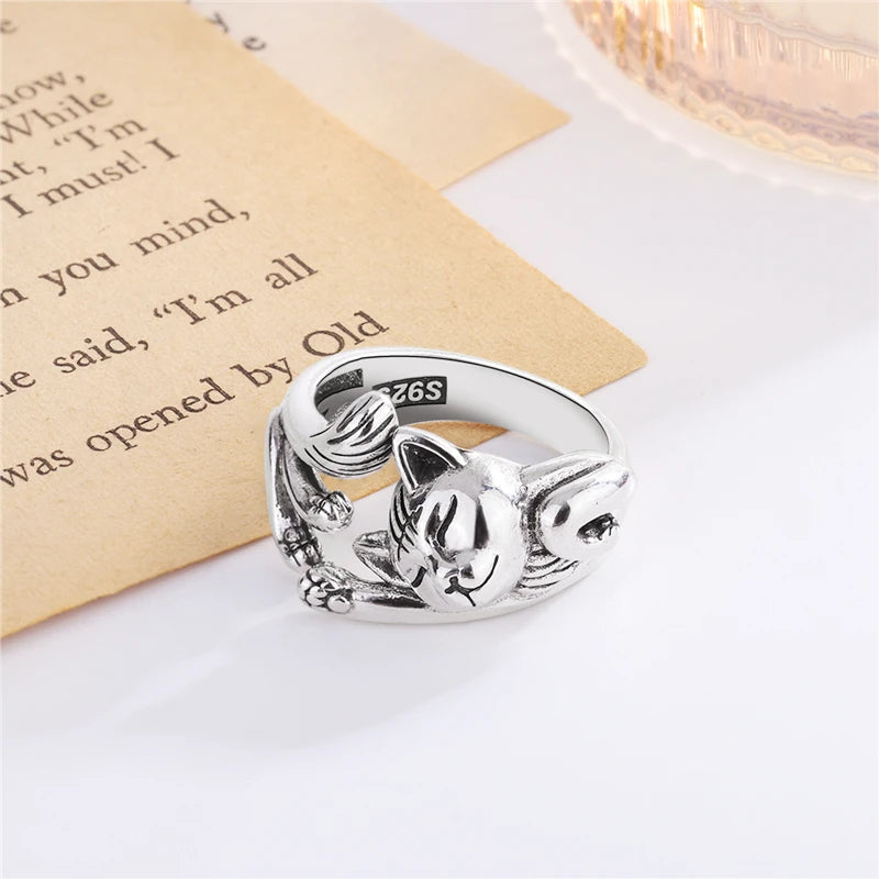 Bague en argent 925 Sterling Maneki Neko