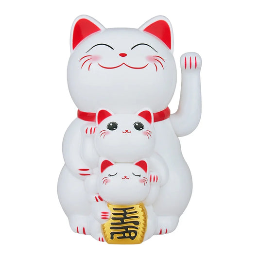 Famille Maneki Neko solaire blanc