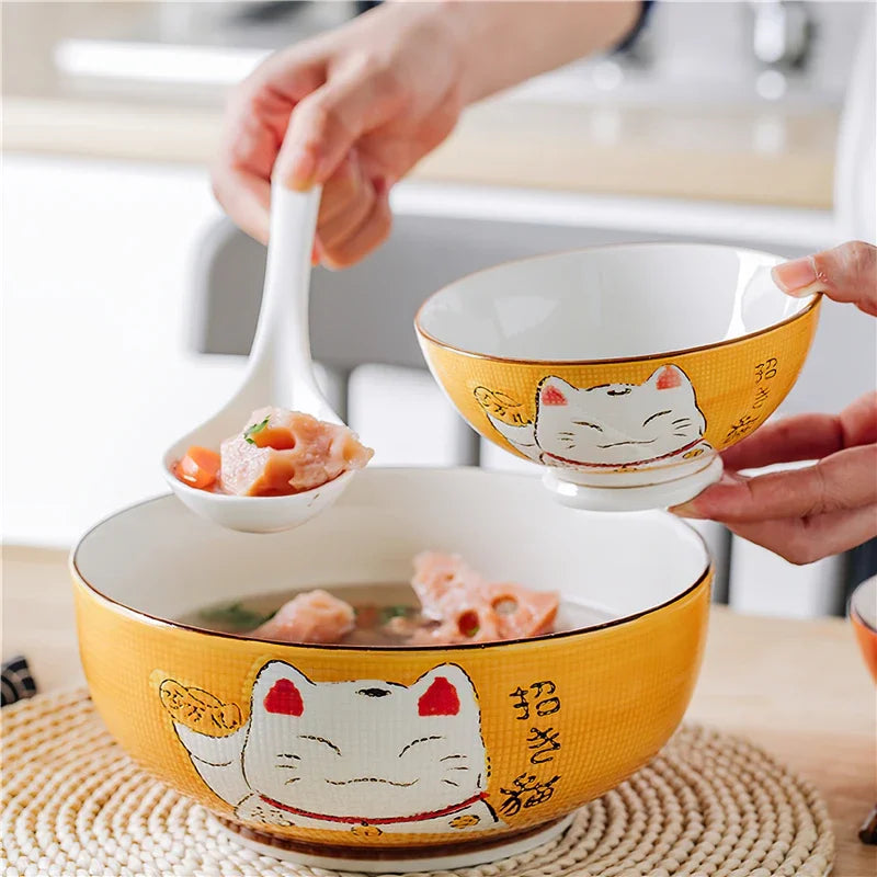 Cuillère à soupe Maneki Neko en céramique