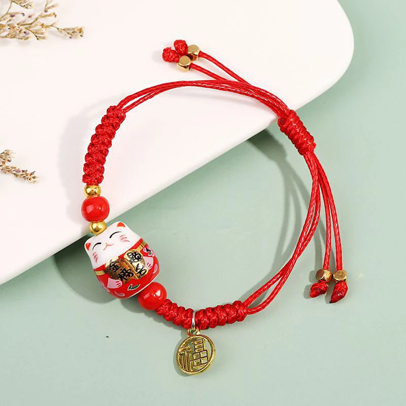 Bracelet Lucky cat rouge