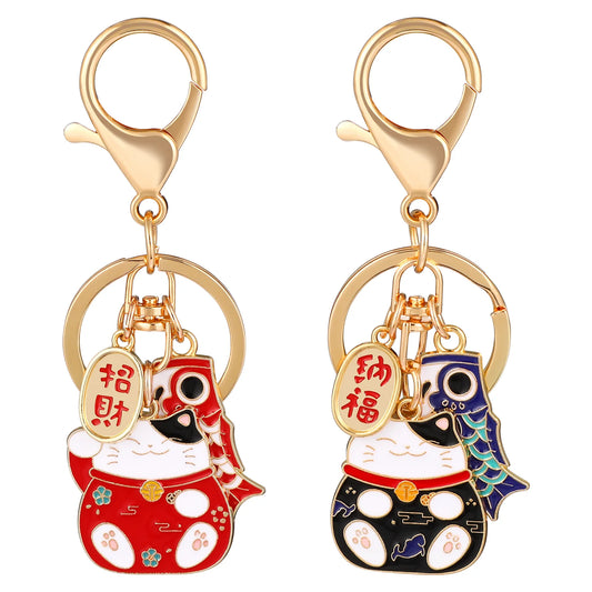 Porte clef Lucky Cat rouge