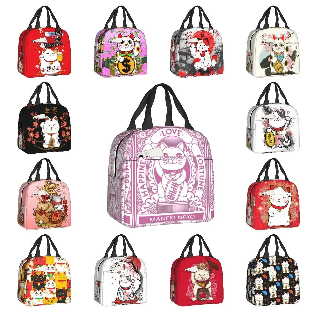 Sac isotherme Maneki Neko Noir et Rouge