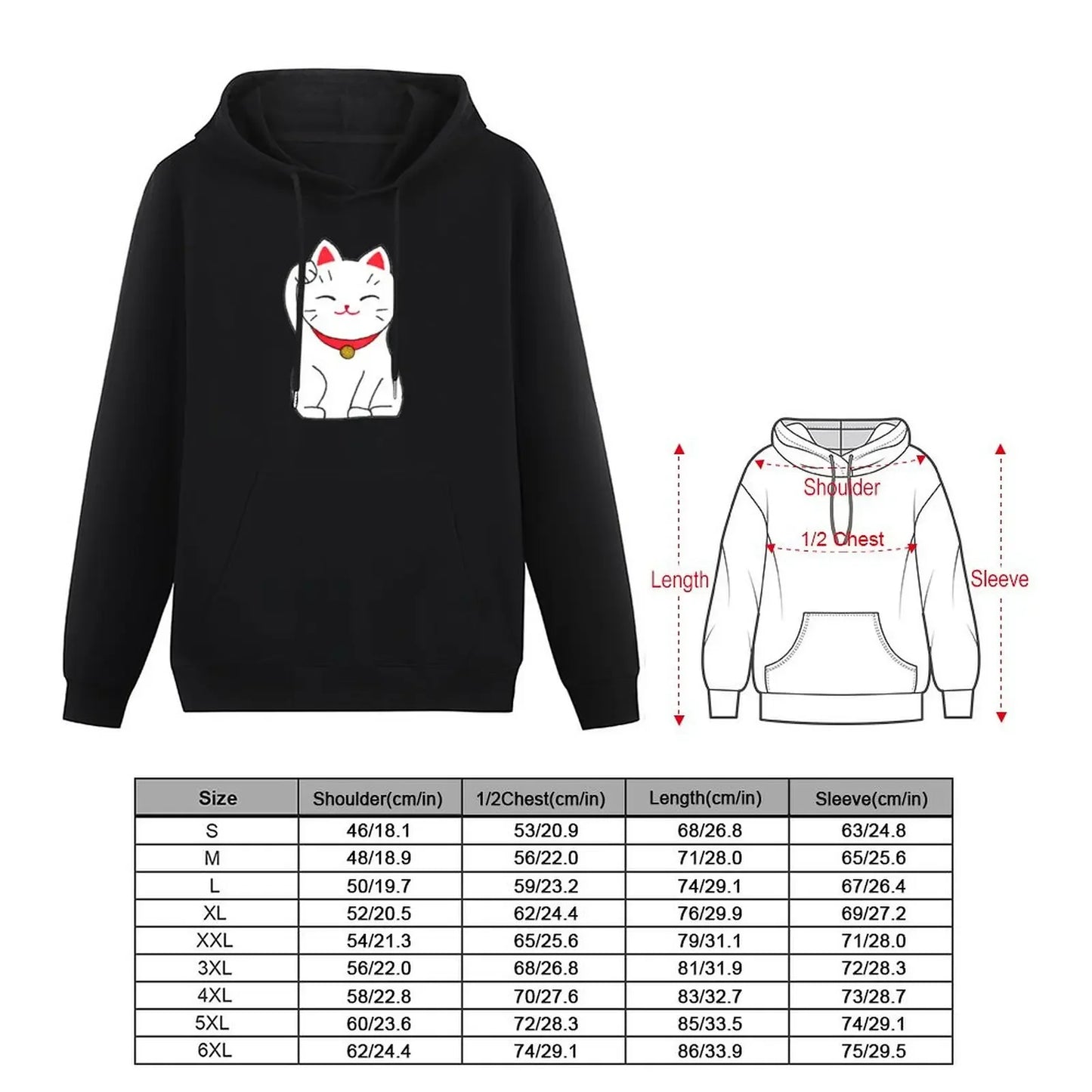 Sweat  à capuche Maneki Neko kawaï